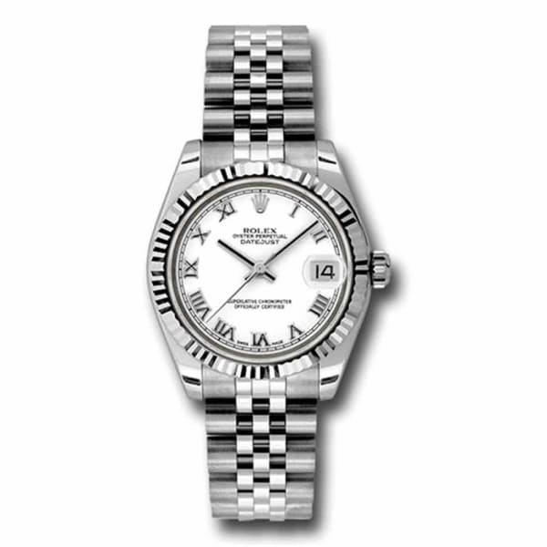 Rolex, Datejust 31 Watch White Dial, Stainless steel Jubilee Bracelet, 18k White Gold Fluted Bezel 178274-0073