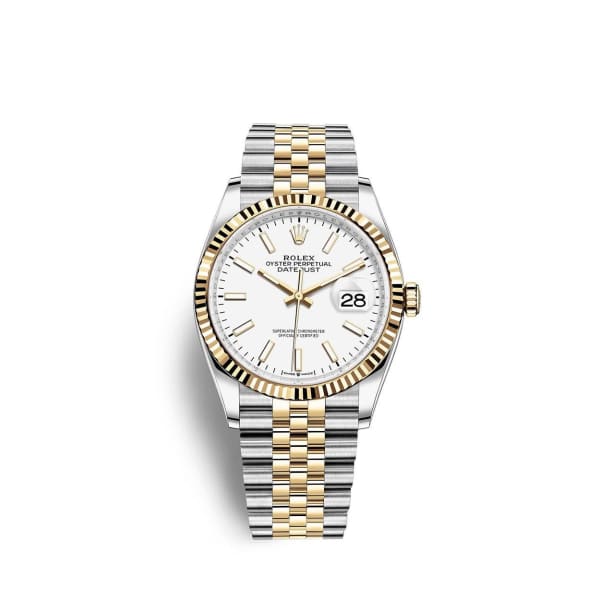 Rolex Datejust 36mm - Ref: 126233-0019 - White Stick Dial, Two Tone  Stainless Steel & 18K Yellow Gold Jubilee Bracelet Watch