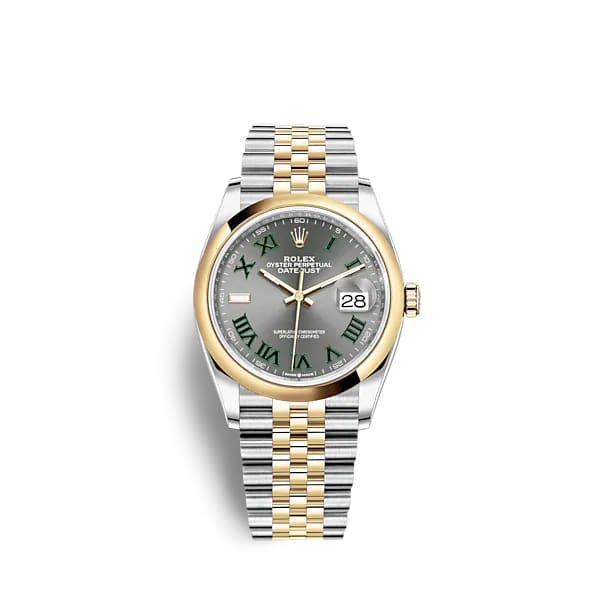 Wimbledon Rolex, Datejust 36mm, Two-Tone Stainless Steel and 18k Yellow Gold Jubilee bracelet, Slate dial Smooth bezel, Stainless Steel and 18k Yellow Gold Case Men's Watch 126203-0035