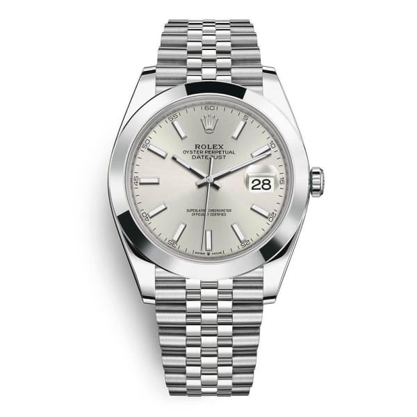 Rolex, Datejust 41mm, Stainless Steel Jubilee bracelet, Silver dial Smooth bezel, Men's Watch, Ref. # 126300-0004