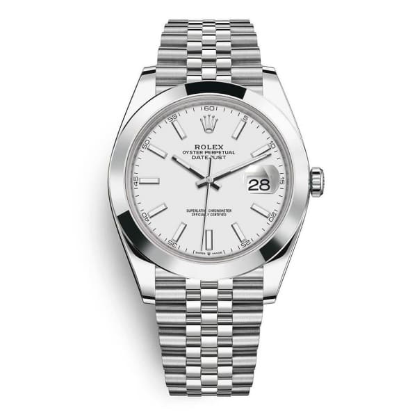 Rolex, Datejust 41mm, Stainless Steel Jubilee bracelet, White dial Smooth bezel, Men's Watch, Ref. # 126300-0006