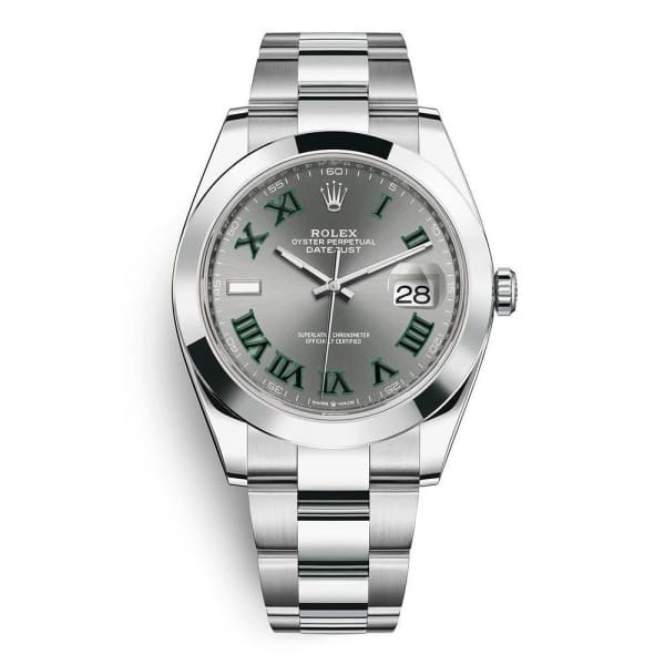 Wimbledon Rolex, Oyster Perpetual Datejust 41mm, Oystersteel Oyster bracelet, Slate dial Smooth bezel, Men's Watch 126300-0013