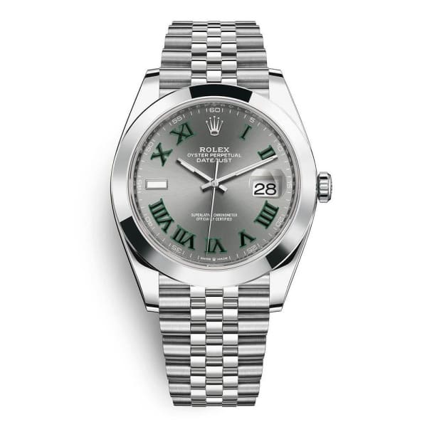 Wimbledon Rolex, Oyster Perpetual Datejust 41mm, Oystersteel Jubilee bracelet, Slate dial Smooth bezel, Oystersteel Case Men's Watch 126300-0014