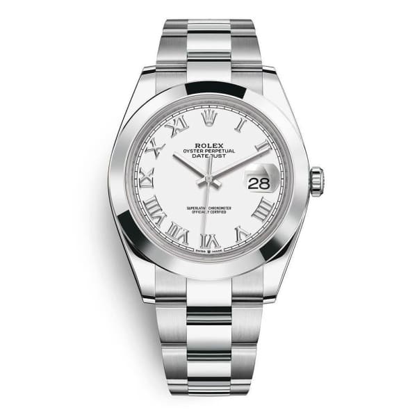 Rolex, Datejust 41mm, Stainless Steel Oyster bracelet, White dial Smooth bezel, Men's Watch, Ref. # 126300-0015