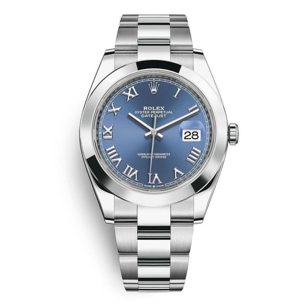 Rolex, Datejust 41mm, Stainless Steel Oyster bracelet, Blue dial Smooth bezel, Men's Watch, Ref. # 126300-0017