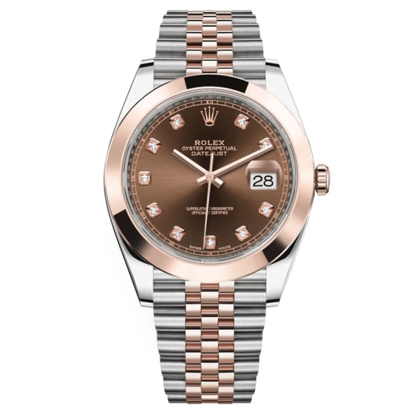 Rolex, Oyster Perpetual Datejust 41mm, Two-Tone Stainless Steel and 18k Everose Gold Jubilee bracelet, Chocolate dial Diamond bezel, Stainless Steel and 18k Everose Gold Case Men's Watch, Ref. # 126301-0004