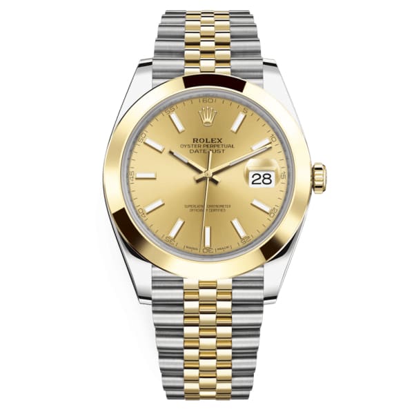 Rolex, Oyster Perpetual Datejust 41mm, Two-Tone Stainless Steel and 18k Yellow Gold Jubilee bracelet, Champagne dial Smooth bezel, Stainless Steel and 18k Yellow Gold Case Men's Watch, Ref. # 126303-0010