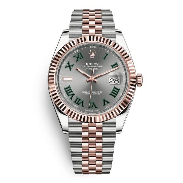 Wimbledon Rolex, Oyster Perpetual Datejust 41mm, Two-Tone Steel and 18k Everose gold Jubilee bracelet, Slate dial Fluted bezel, Steel and 18k Everose gold Case Men's Watch 126331-0016