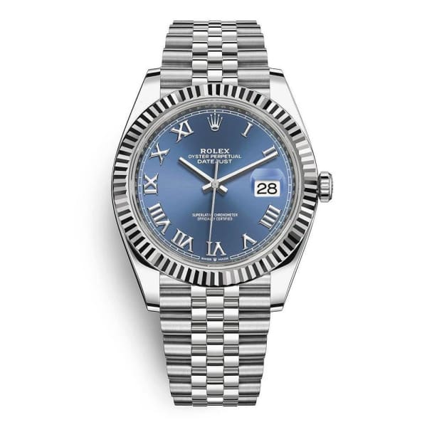 Rolex, Oyster Perpetual Datejust 41mm, Stainless Steel Jubilee bracelet, Blue dial Fluted bezel, Oystersteel and 18k white gold Case Men's Watch, Ref. # 126334-0026