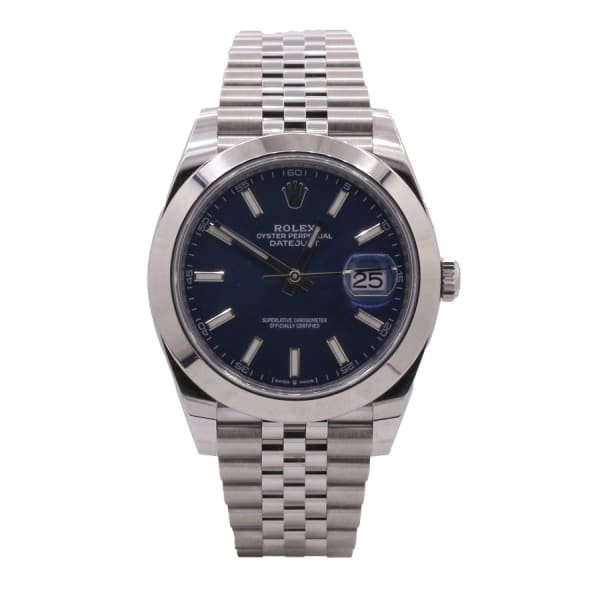 Rolex, Datejust 41mm, Stainless Steel Jubilee bracelet, Blue dial Smooth bezel, Men's Watch 126300