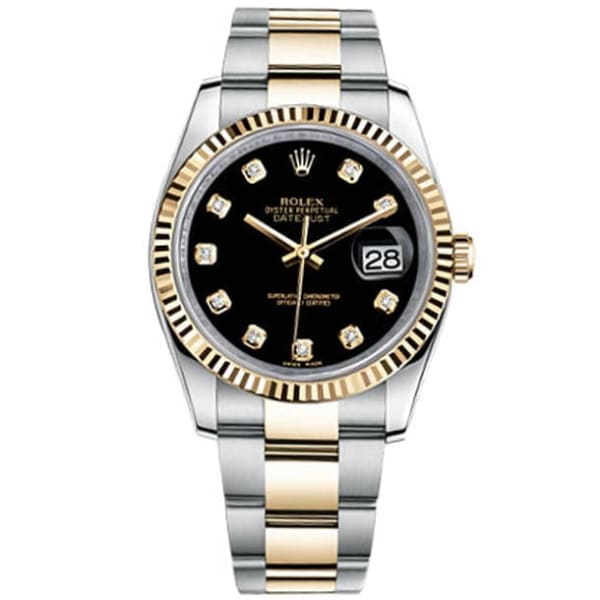 Rolex Datejust Black Dial Automatic Stainless Steel and 18kt Yellow Gold Mens Watch 116233BKDO