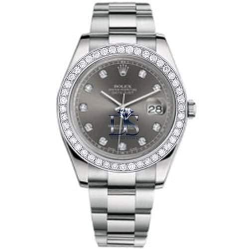 Rolex, Datejust II 41mm, Stainless Steel Oyster bracelet, Rhodium Diamond dial Diamond bezel, Men's Watch 116300DB