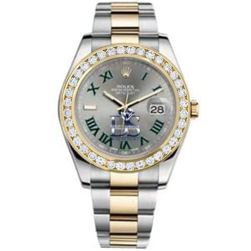 Rolex, Datejust II 41mm, Two-Tone Stainless Steel and 18k Yellow Gold Oyster bracelet, Grey dial Diamond bezel, Men's Watch 116300GYRODB