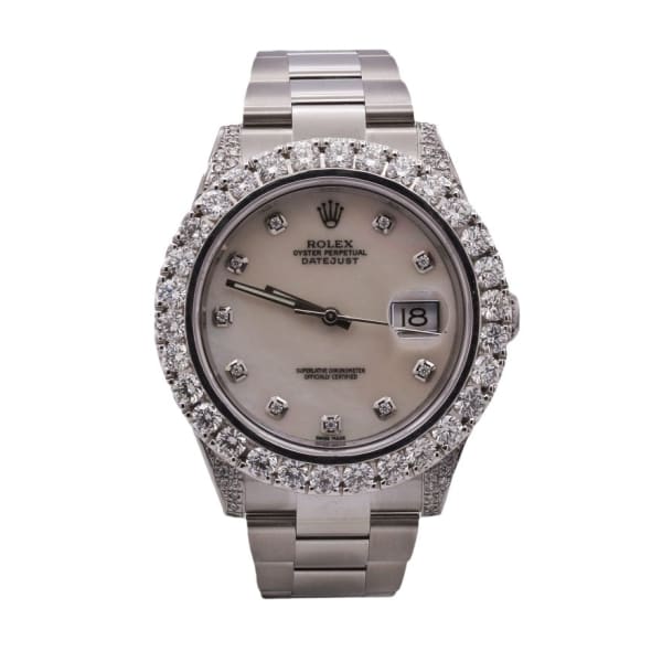 Rolex, Datejust 41mm, Stainless Steel Oyster bracelet, Mother-of-Pearl diamond dial Diamond bezel, Men's Watch 126300