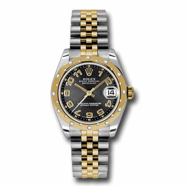 Rolex, Datejust 31mm, Two-Tone Stainless Steel and 18k Yellow Gold Jubilee bracelet, Black dial, Ladies Watch 178343 bkcaj