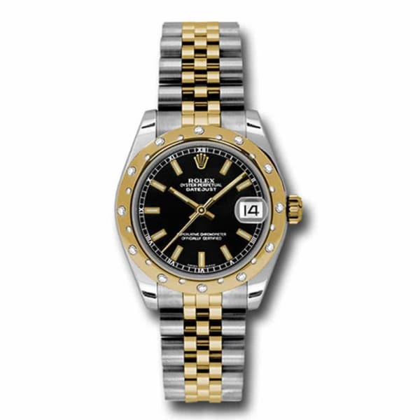 Rolex, Datejust 31mm, Two-Tone Stainless Steel and 18k Yellow Gold Jubilee bracelet, Black dial, Ladies Watch 178343 bkij