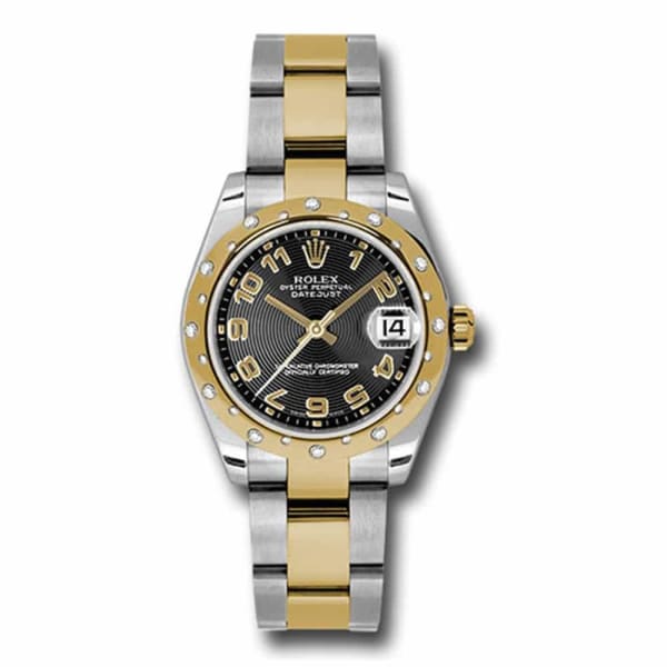Rolex, Datejust 31mm, Two-Tone Stainless Steel and 18k Yellow Gold Oyster bracelet, Black dial, Ladies Watch 178343 bkcao