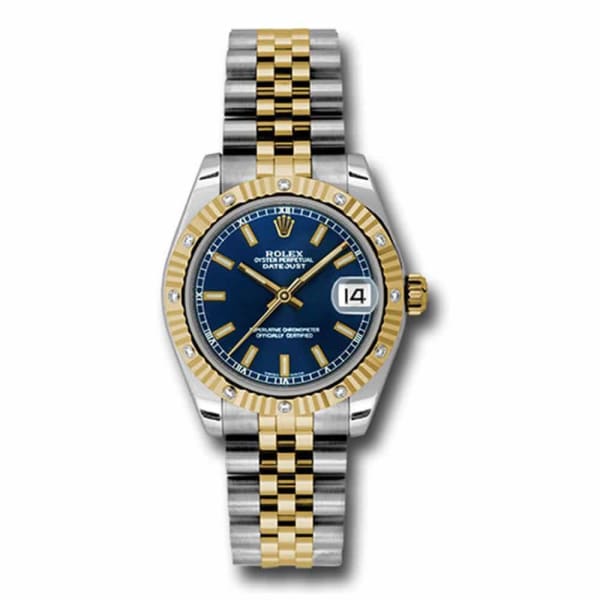 Rolex, Datejust, with diamonds, 31mm Blue dial, Stainless steel and 18k Yellow gold Jubilee Watch, Ref. # 178313 bsj