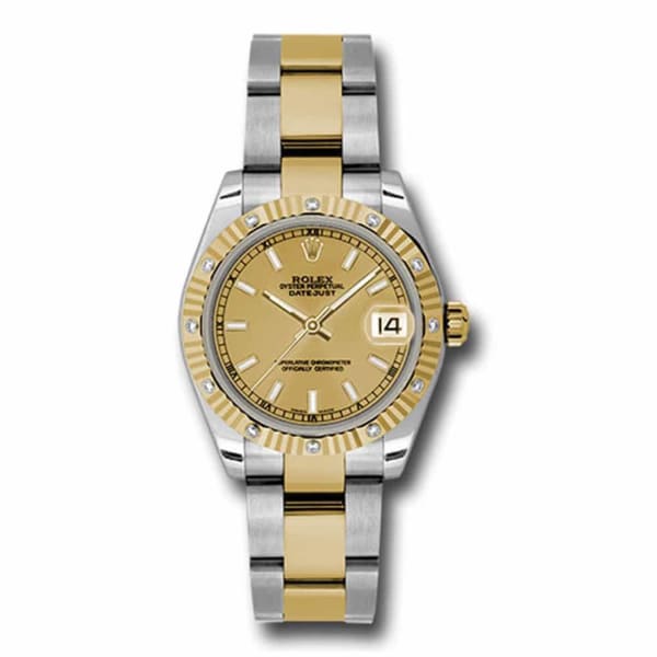 Rolex, Datejust, with diamonds, 31mm Champagne dial, Stainless steel and 18k Yellow gold Oyster Watch, Ref. # 178313 chio
