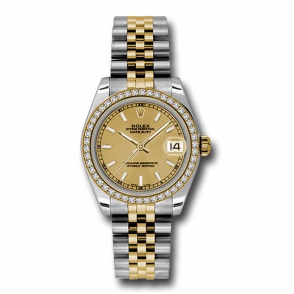 Rolex, Datejust, with diamonds, 31mm Champagne dial, Stainless steel and 18k Yellow gold Jubilee Watch, Ref. # 178383 chij