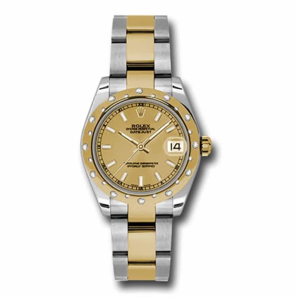 Rolex, Datejust, with diamonds, 31mm Champagne dial, Stainless steel and 18k Yellow gold Oyster Watch, Ref. # 178343 chio