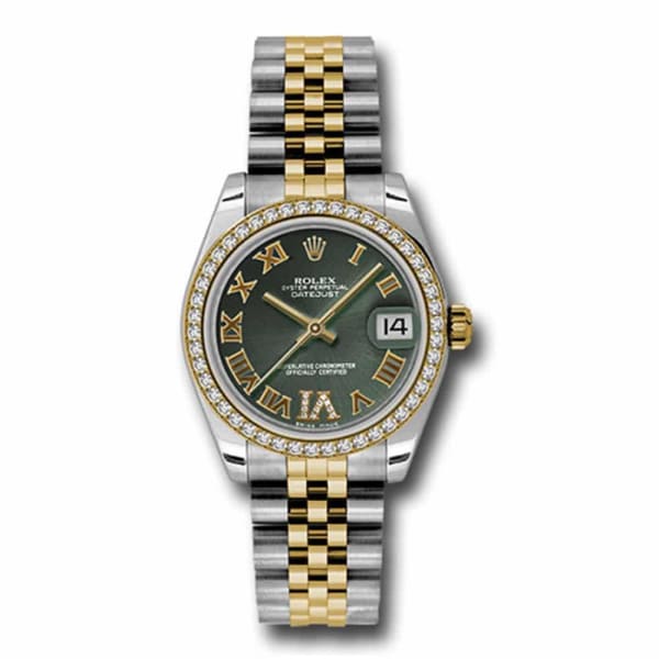 Rolex, Datejust, with diamonds, 31mm Green dial, Stainless steel and 18k Yellow gold Jubilee Watch, Ref. # 178383 ogdrj