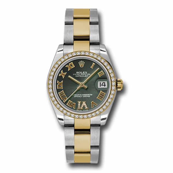 Rolex, Datejust, with diamonds, 31mm Green dial, Stainless steel and 18k Yellow gold Oyster Watch, Ref. # 178383 ogdro