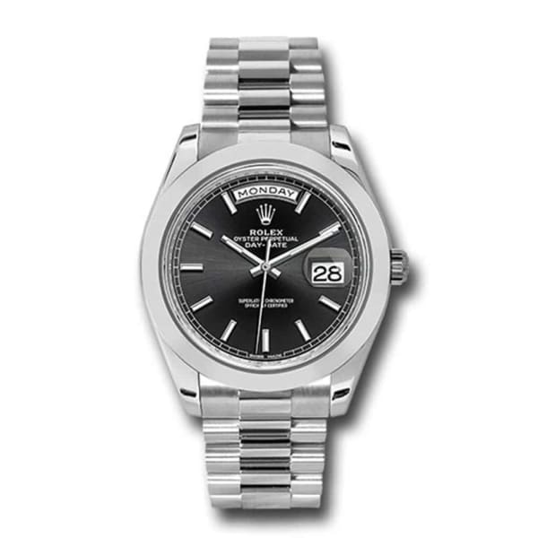 Rolex, Day-Date 40 Presidential Black dial, Smooth Bezel, President bracelet, Watch 228206-0031