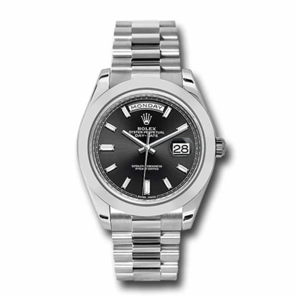 Rolex, Day-Date 40 Presidential Black dial, Smooth Bezel, President bracelet, Watch 228206-0013