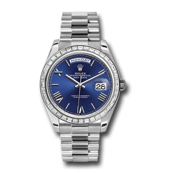 Rolex, Day-Date 40 Presidential Blue dial, Watch Diamond Bezel, President bracelet, 228396tbr-0026