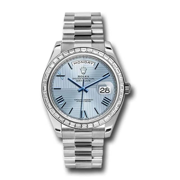 Rolex, Day-Date 40 Presidential Blue dial, Diamond Bezel, President bracelet, Watch 228396tbr-0004