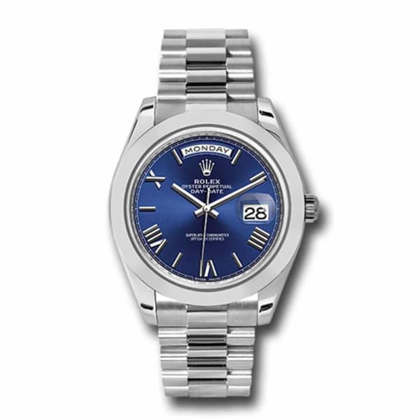 Rolex, Day-Date 40 Presidential Blue dial, Smooth Bezel, President bracelet, Watch 228206-0015