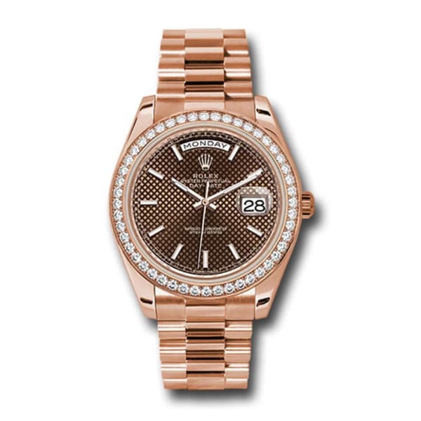 Rolex, Day-Date 40 Presidential, Chocolate dial, Watch Diamond Bezel, President bracelet, 228345rbr-0005