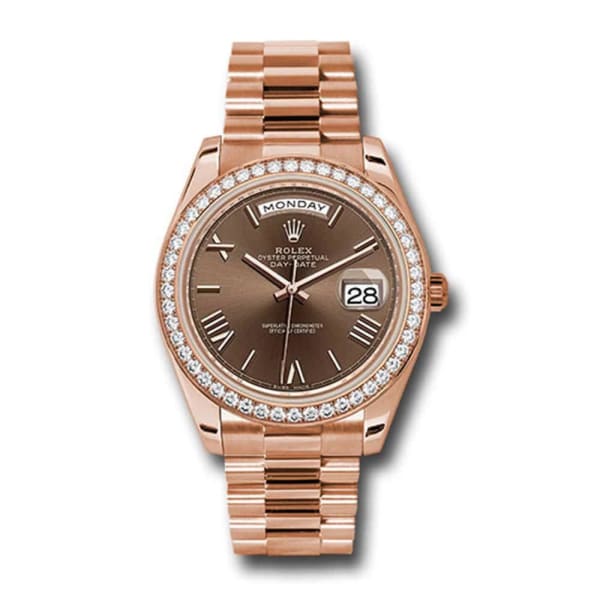 Rolex, Day-Date 40 Presidential, Chocolate dial, Watch Diamond Bezel, President bracelet, 228345rbr-0009