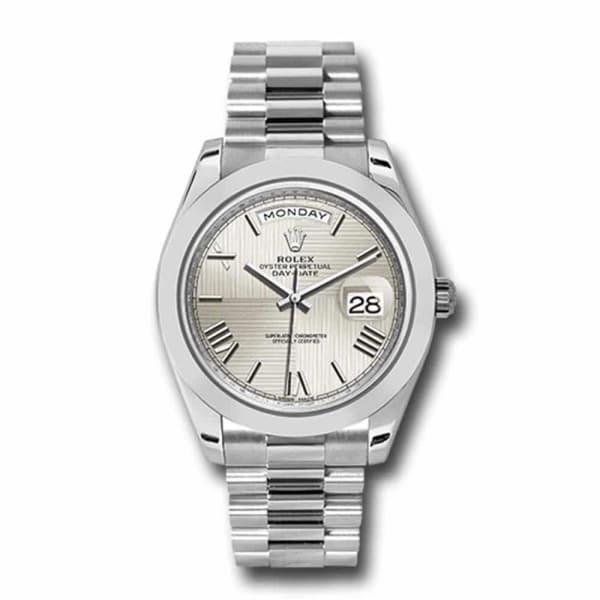 Rolex Day-Date 40 Presidential Silver dial, Smooth Bezel, President bracelet, Watch 228206-0014