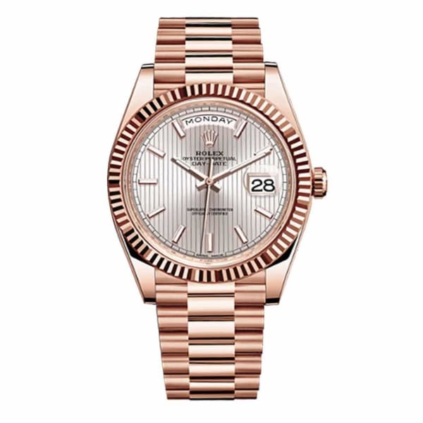 Rolex, Day-Date 40 Sundust Stripe Dial 18K Everose Gold Automatic Men's Watch 228235-0005.