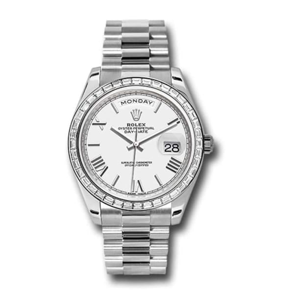 Rolex, Day-Date 40 Presidential White dial, Diamond Bezel, President bracelet, Watch 228396tbr-0018