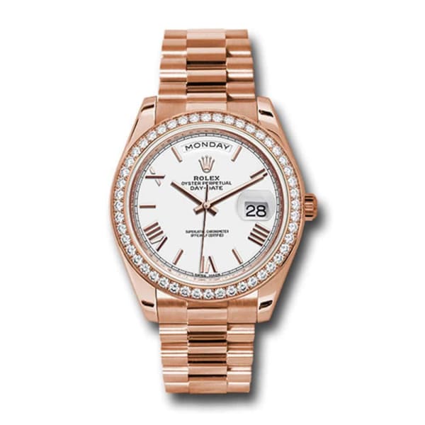 Rolex, Day-Date 40, Presidential White dial, Diamond Bezel, President bracelet, Watch 228345rbr-0012