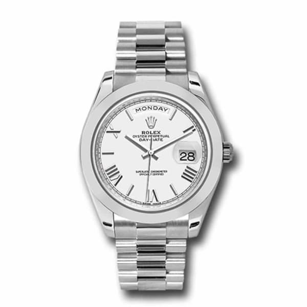 Rolex, Day-Date 40 Presidential White dial, Smooth Bezel, President bracelet, Watch 228206-0028