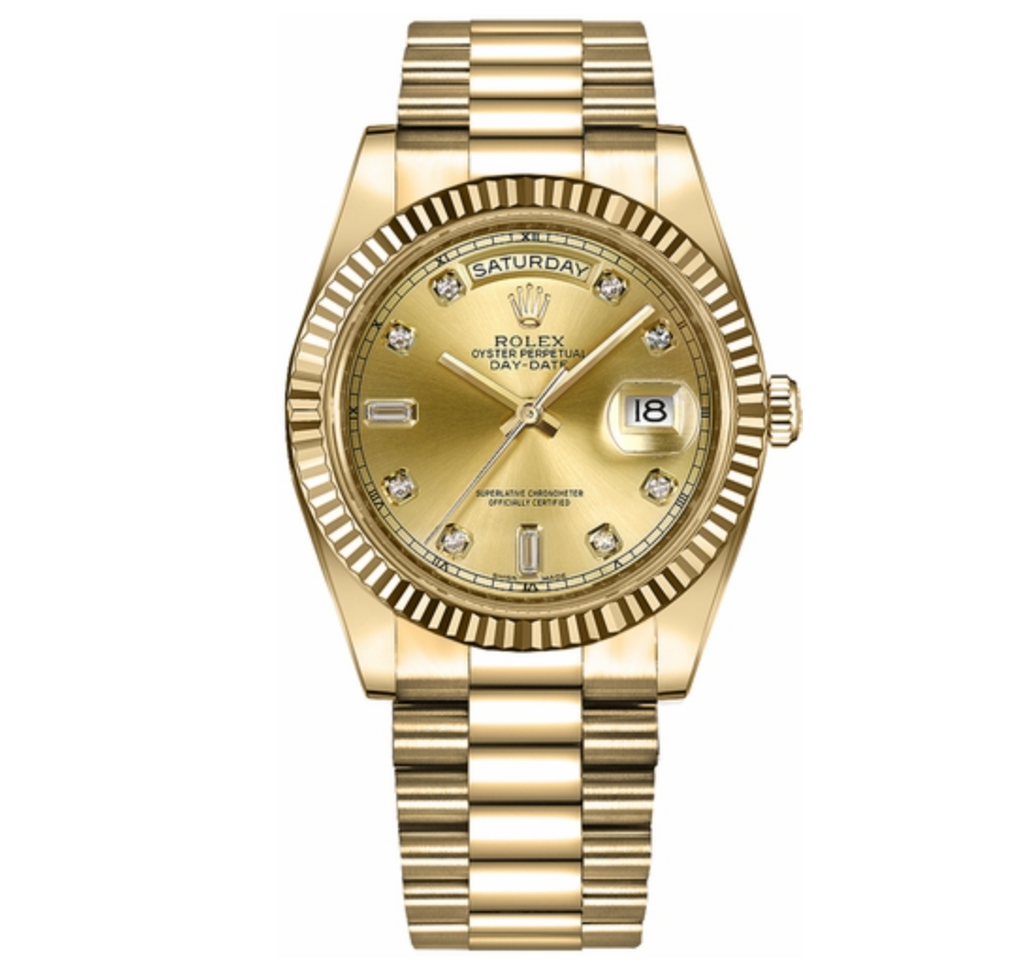 Rolex, Day-Date 41 Champagne Diamond Dial Gold Men's Watch 218238
