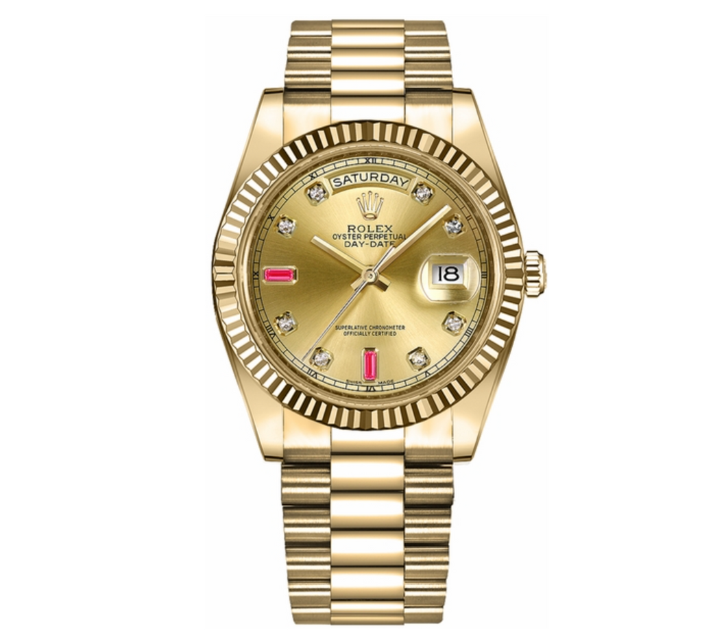 Rolex, Day-Date 41 Yellow Gold Ruby Dial Watch 218238