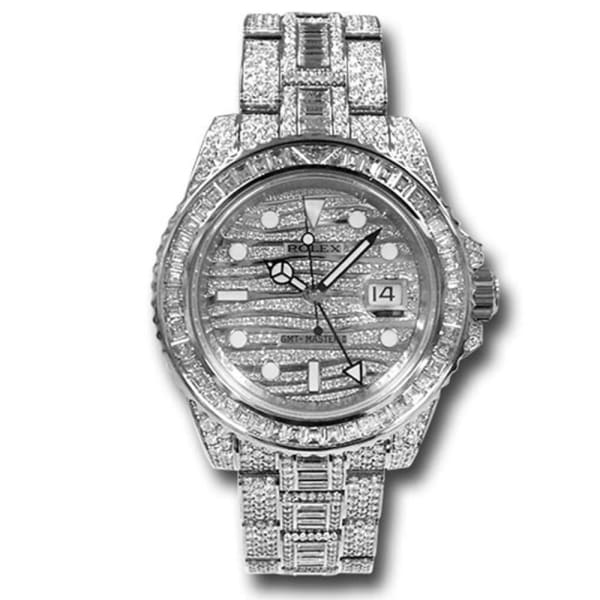 Rolex GMT Master II 18k White Gold Mens Watch with diamonds 116759TBR