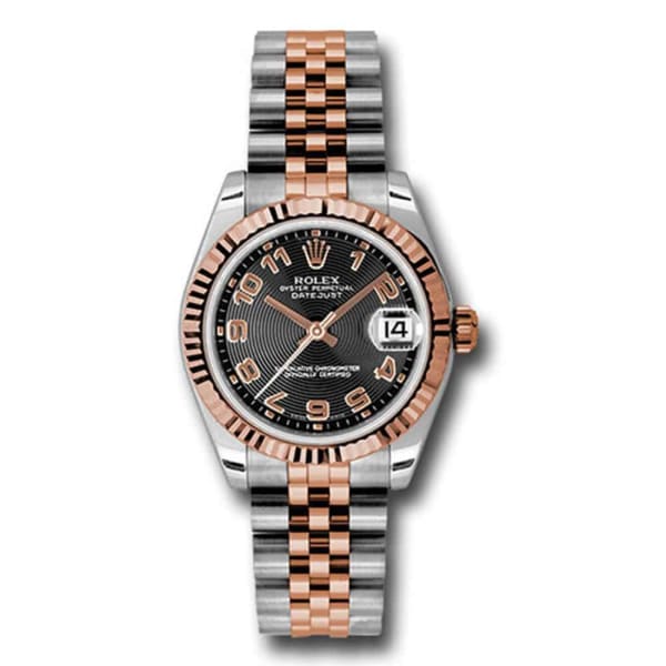 Rolex, Datejust 31mm, Two-Tone Stainless Steel and 18k Rose Gold Jubilee bracelet, Black dial Fluted bezel, Ladies Watch 178271 bkcaj