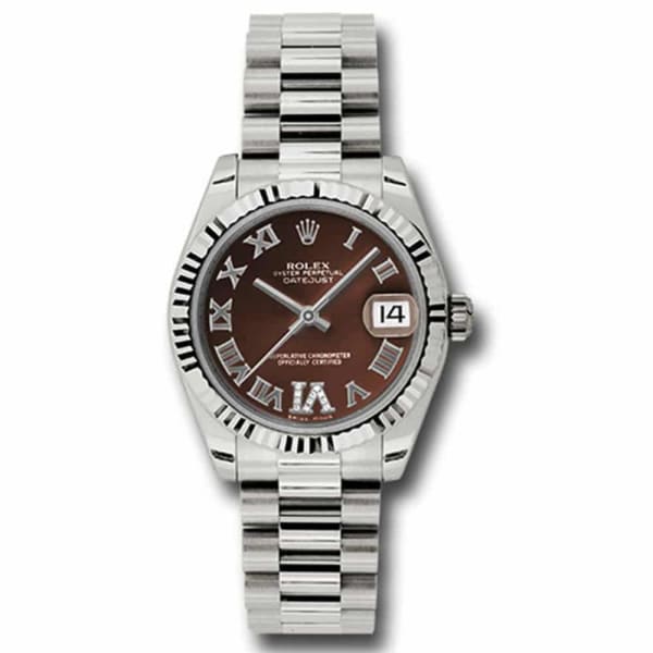 Rolex, Ladies Watch Datejust 31mm Bronze dial, White Gold Fluted Bezel, President, 178279 brdrp