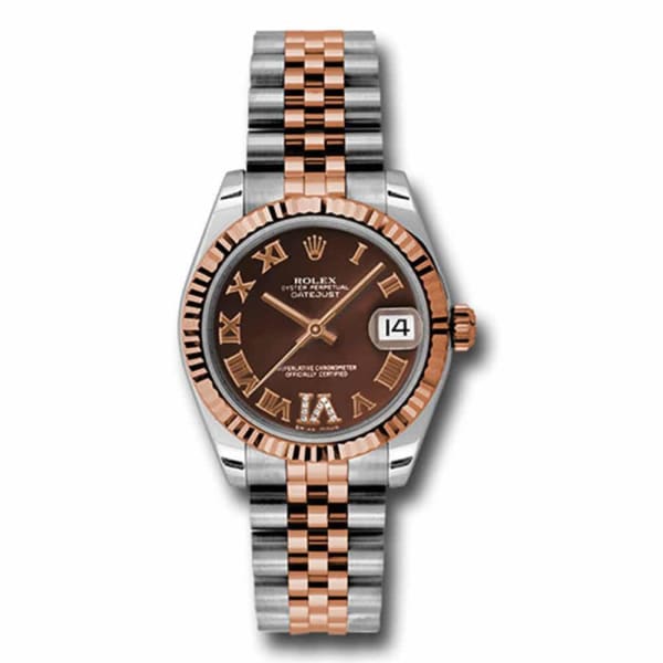 Rolex Ladies Watch Datejust 31mm Chocolate dial, Fluted bezel, Stainless steel and 18k Rose gold Jubilee, 178271 chodrj