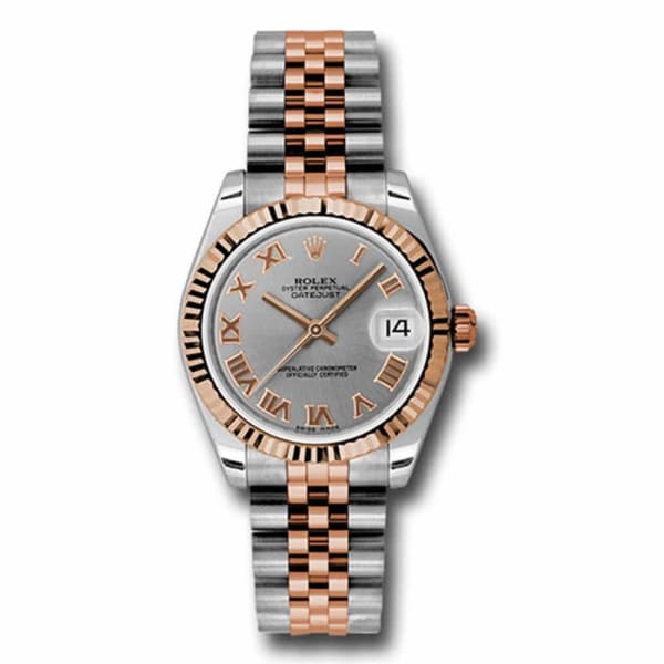 Rolex, Ladies Watch Datejust 31mm Grey dial, Fluted bezel, Stainless steel, and 18k Rose gold Jubilee, 178271 grj