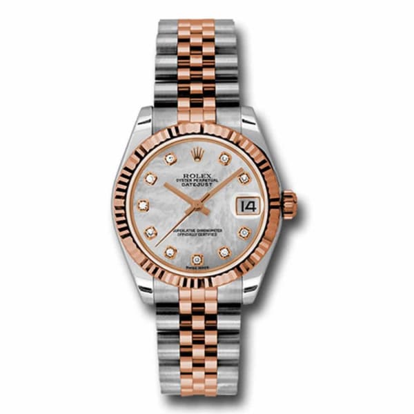 Rolex, Ladies Watch Datejust 31mm Mother of pearl dial, Fluted bezel, Stainless steel, and 18k Rose gold Jubilee, 178271 mdj