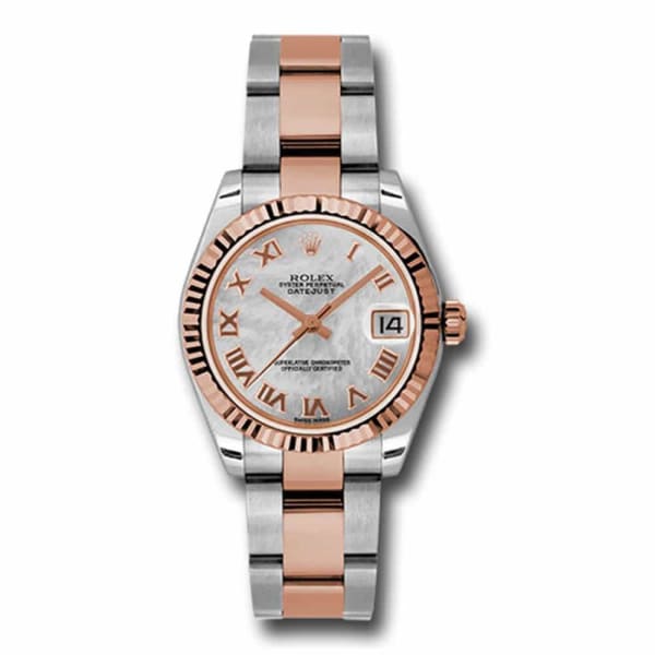 Rolex, Ladies Watch Datejust 31mm Mother of pearl dial, Fluted bezel, Stainless steel, and 18k Rose gold Oyster, 178271 mro