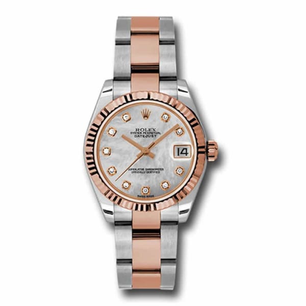 Rolex, Ladies Watch Datejust 31mm Mother of pearl dial, Fluted bezel, Stainless steel, and 18k Rose gold Oyster, 178271 mdo