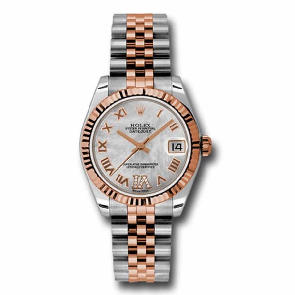Rolex, Ladies Watch Datejust 31mm Mother of pearl dial, Fluted bezel, Stainless steel, and 18k Rose gold Jubilee, 178271 mdrj